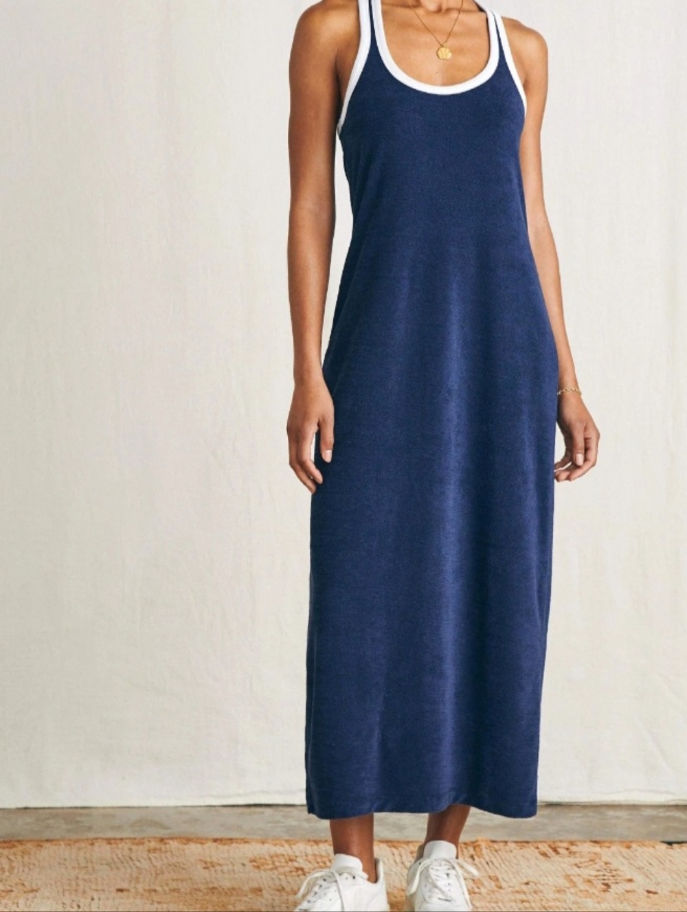 NWOT Faherty Cabana Towel Terry Dress Size Medium In Navy